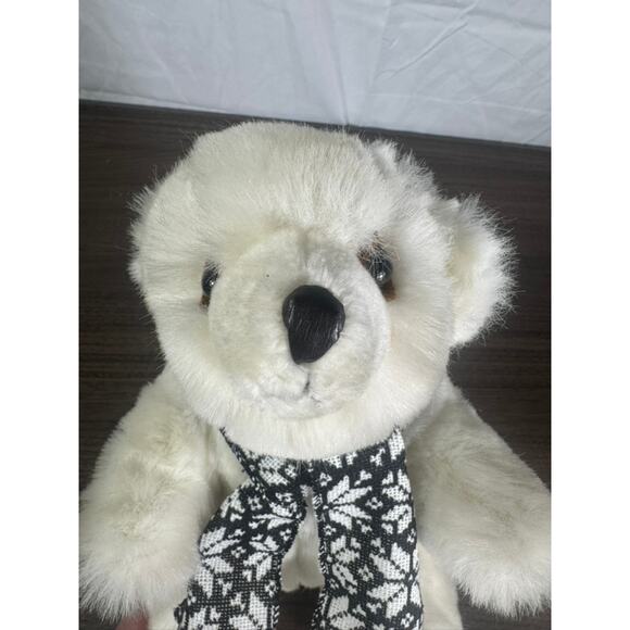 VTG 1986 Marquel Polar Bear White Stuffed Animal with Scarf, Made in Korea - Picture 2 of 6